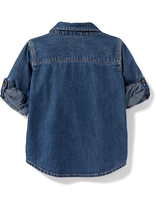 View large product image 2 of 4. Rolled-Sleeve Denim Shirt for Toddler Boys