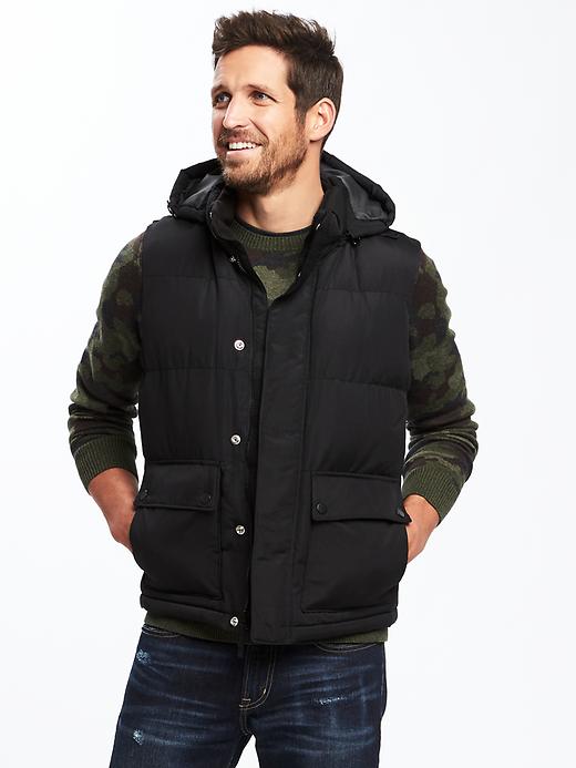 Image number 1 showing, Quilted Zip-Away Hooded Vest for Men