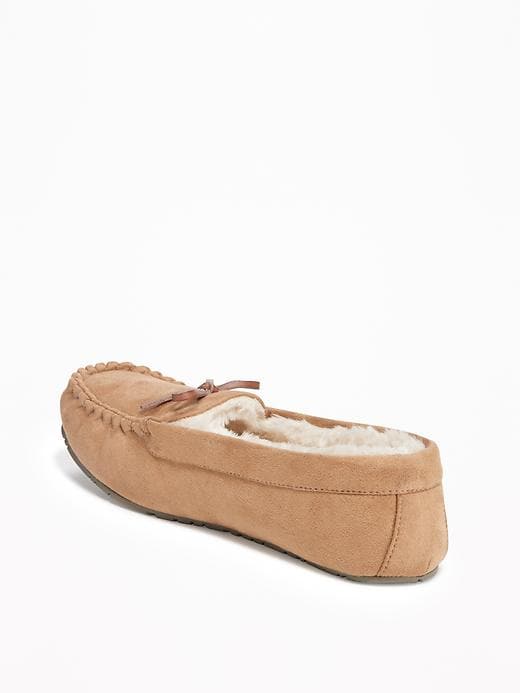 Image number 4 showing, Sueded Sherpa-Lined Moccasin Slippers for Women
