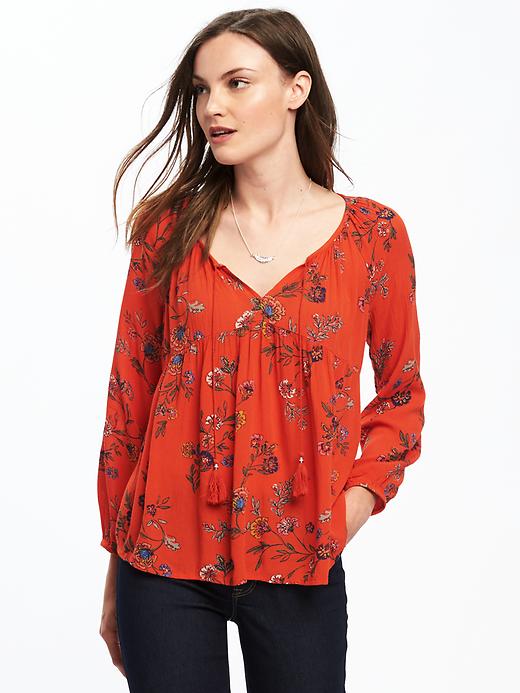 View large product image 1 of 1. Lightweight Floral Swing Top for Women