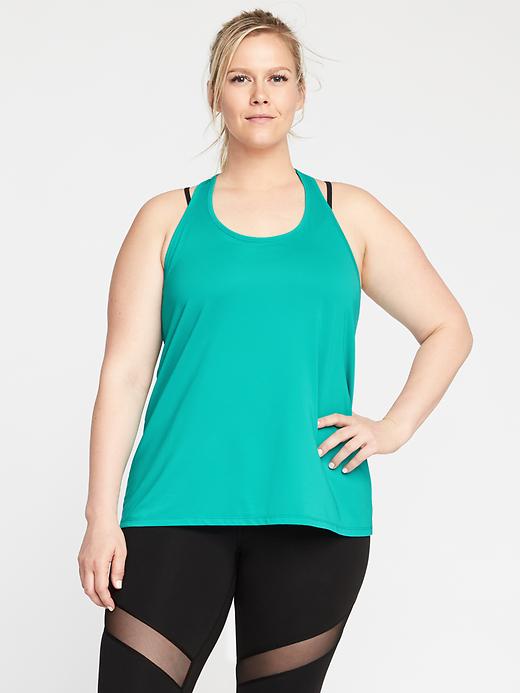 Image number 1 showing, Loose-Fit Plus-Size Strappy Mesh Tank