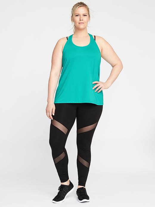 Image number 3 showing, Loose-Fit Plus-Size Strappy Mesh Tank