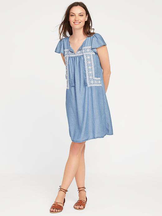 Image number 1 showing, Embroidered Tencel&#153 Swing Dress for Women