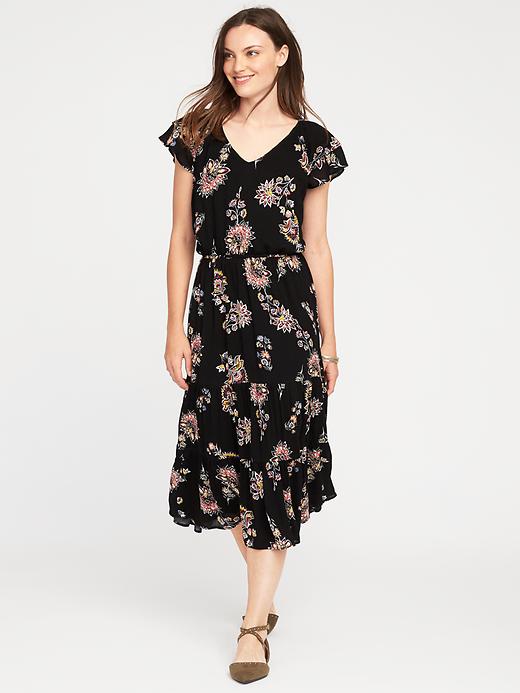 Image number 1 showing, Flutter-Sleeve Waisted Midi for Women