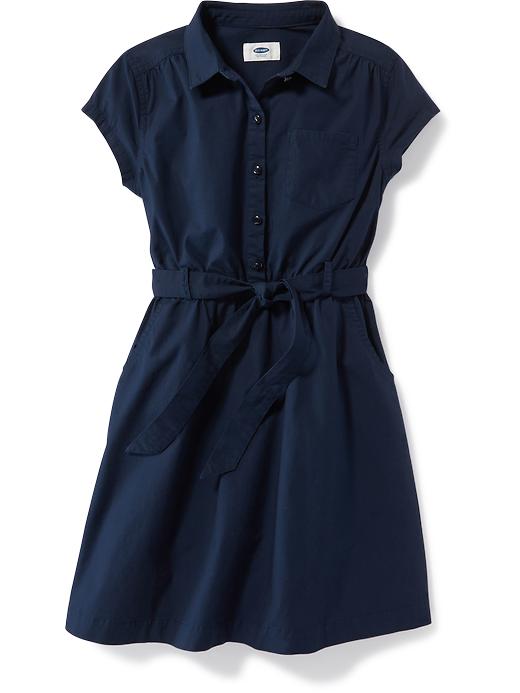 View large product image 1 of 3. Uniform Tie-Waist Shirt Dress for Girls