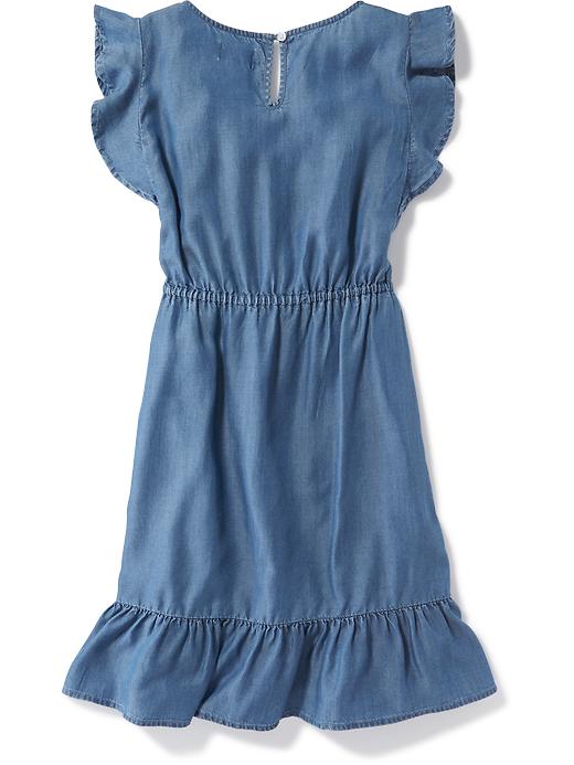 View large product image 2 of 3. Flutter-Sleeve Cinched-Waist Tencel&#174 Dress for Girls