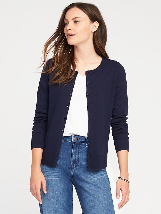 View large product image 1 of 1. Classic Crew-Neck Cardi for Women