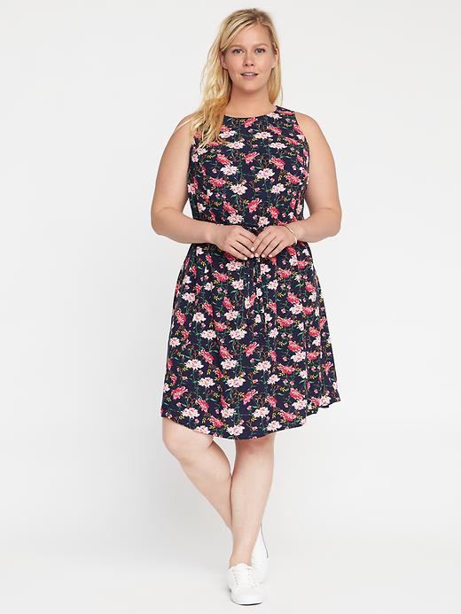 Image number 1 showing, Patterned Plus-Size Trapeze Dress