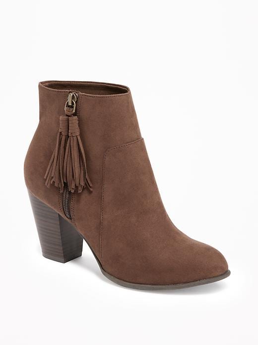 View large product image 1 of 1. Sueded Tassel-Zip Ankle Boots for Women