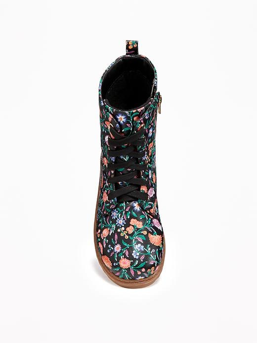 View large product image 2 of 3. Floral-Print Utility Boots for Girls