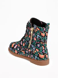 View large product image 3 of 3. Floral-Print Utility Boots for Girls