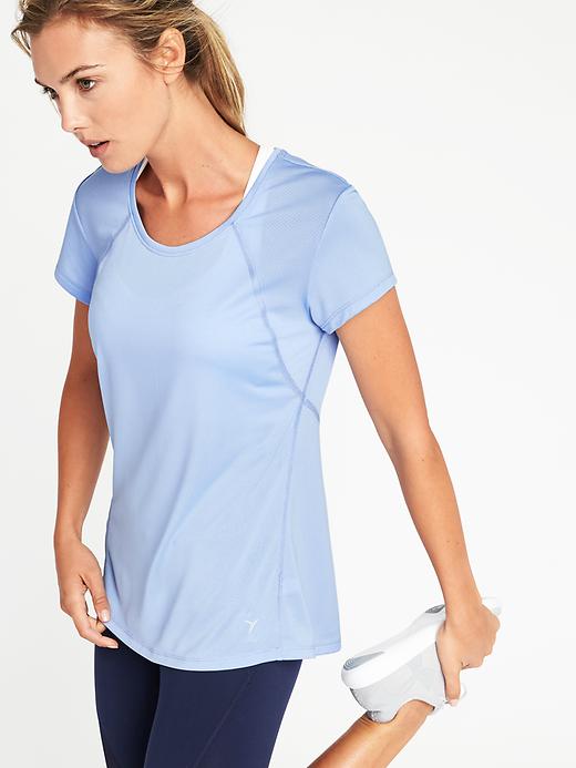 Image number 4 showing, Semi-Fitted Mesh Running Tee for Women