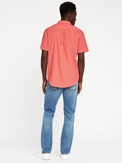 Image number 2 showing, Slim-Fit Linen-Blend Pocket Shirt For Men