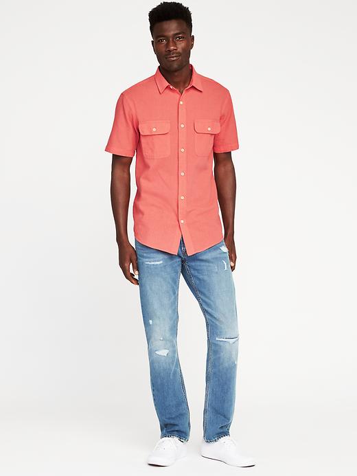 Image number 3 showing, Slim-Fit Linen-Blend Pocket Shirt For Men
