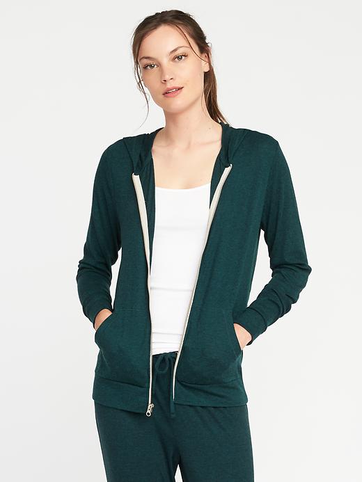 View large product image 1 of 1. Lightweight Jersey Zip Hoodie for Women