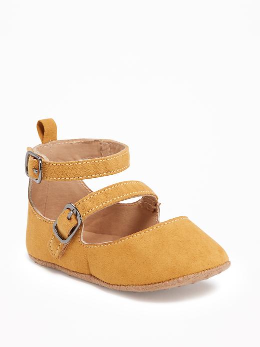 View large product image 1 of 4. Sueded Double-Strap Ballet Flats for Baby