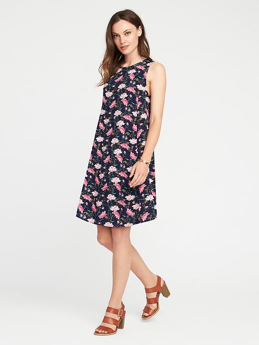 Image number 1 showing, Printed Sleeveless Swing Dress for Women
