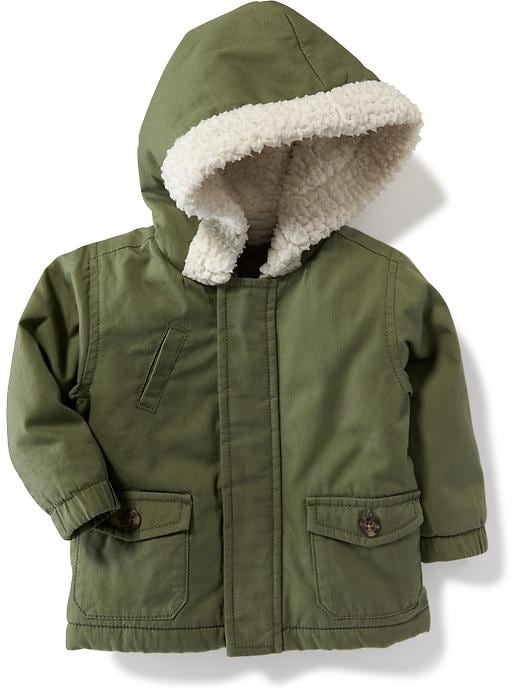View large product image 1 of 2. Hooded Canvas-Sherpa Anorak for Baby