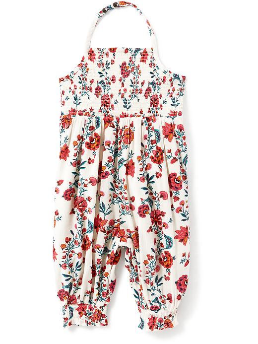 View large product image 2 of 2. Smocked Floral Jumpsuit for Toddler Girls