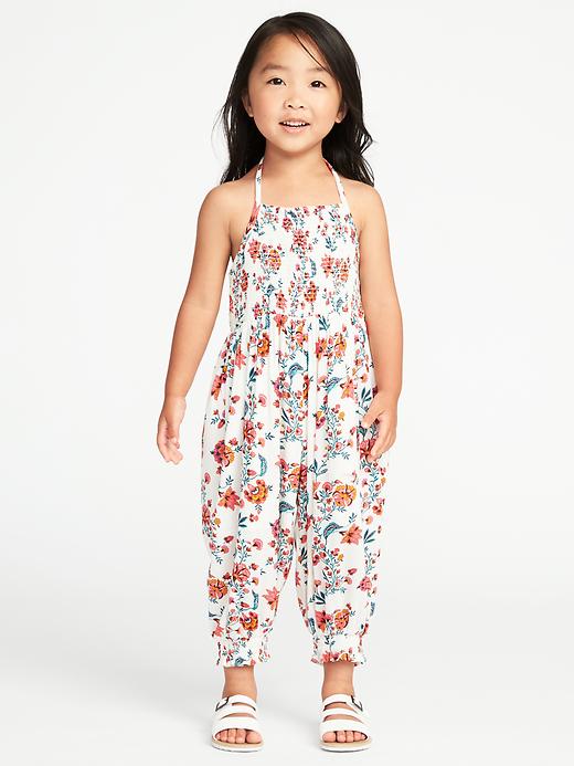 View large product image 1 of 2. Smocked Floral Jumpsuit for Toddler Girls