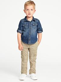 View large product image 3 of 4. Rolled-Sleeve Denim Shirt for Toddler Boys