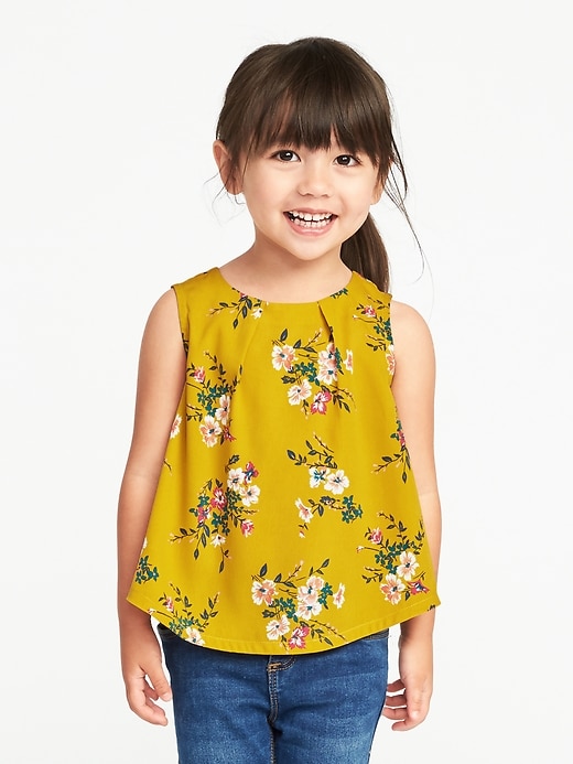 View large product image 1 of 4. Pleated Crepe Sleeveless Top for Toddler Girls