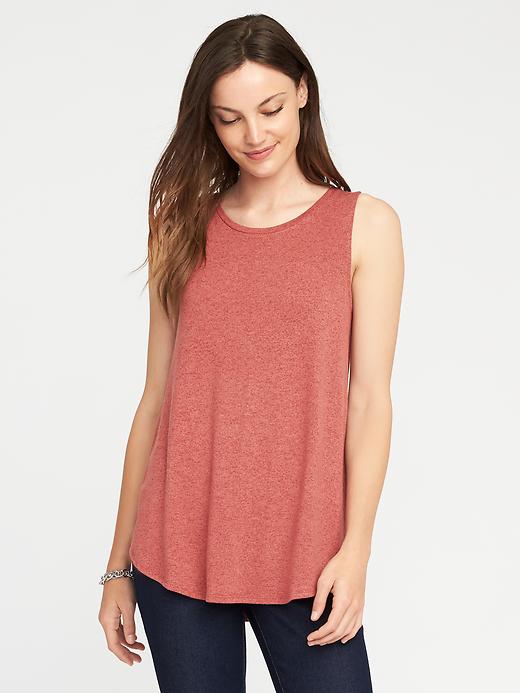 View large product image 1 of 1. High-Neck Brushed-Knit Swing Tank for Women