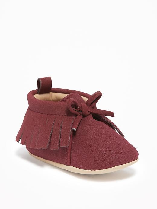 View large product image 1 of 1. Sueded Fringe Moccasins for Baby