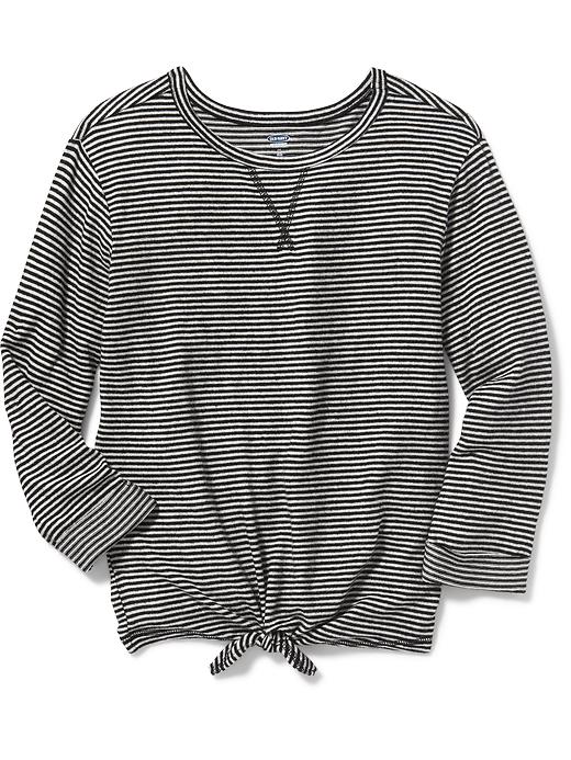 View large product image 1 of 1. Brushed-Knit Tie-Front Sweater for Girls