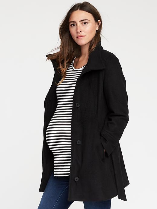 View large product image 1 of 1. Maternity Funnel-Neck Coat