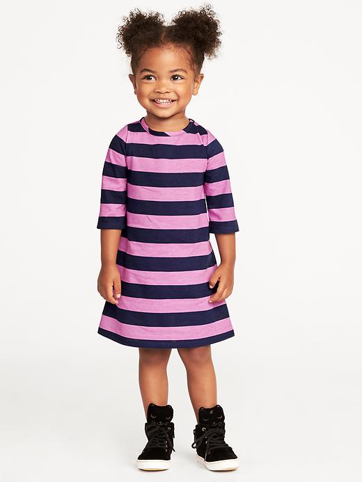 View large product image 1 of 1. Striped Boat-Neck Shift Dress for Toddler Girls