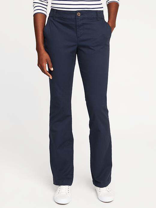 View large product image 1 of 2. Mid-Rise Boot-Cut Khakis for Women