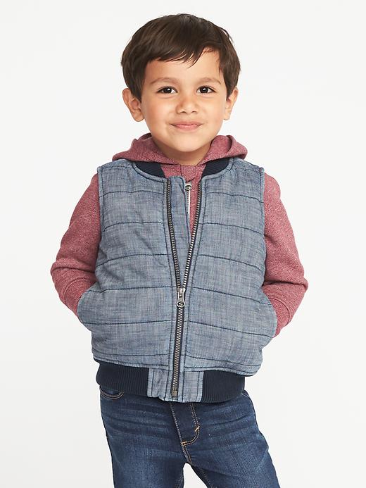 View large product image 1 of 4. Quilted Chambray Vest for Toddler Boys