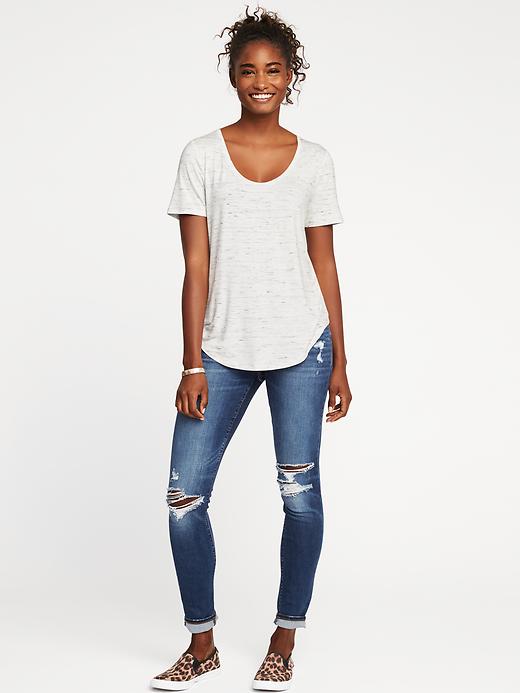 Image number 3 showing, Luxe Curved-Hem Scoop-Neck Tee for Women