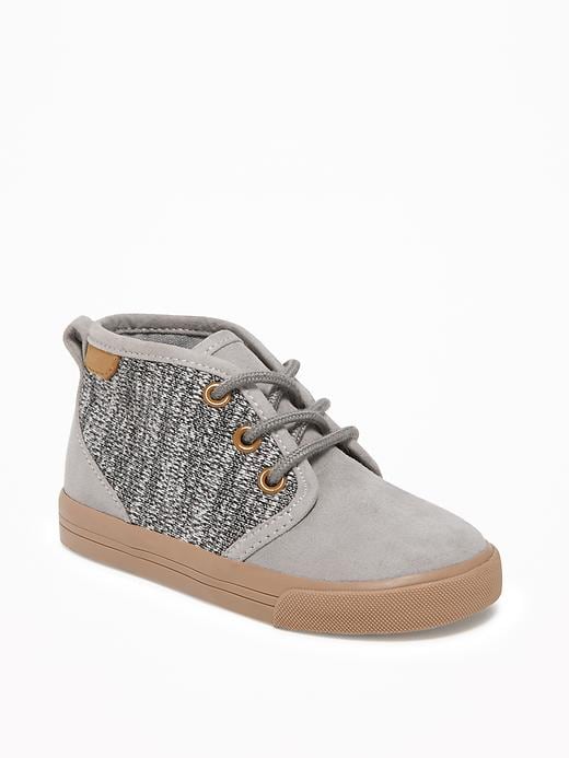 View large product image 1 of 1. Mixed-Fabric Mid-Top Sneakers for Toddler Boys