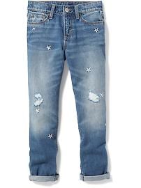 View large product image 3 of 3. Embroidered-Daisy Boyfriend Skinny Jeans for Girls