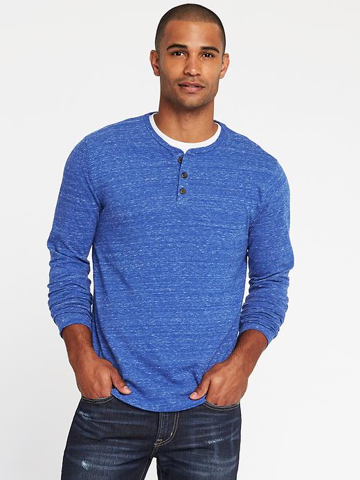 View large product image 1 of 1. Soft-Washed Slub-Knit Henley for Men