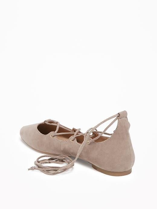 Image number 4 showing, Sueded Lace-Up Ghillie Flats for Women