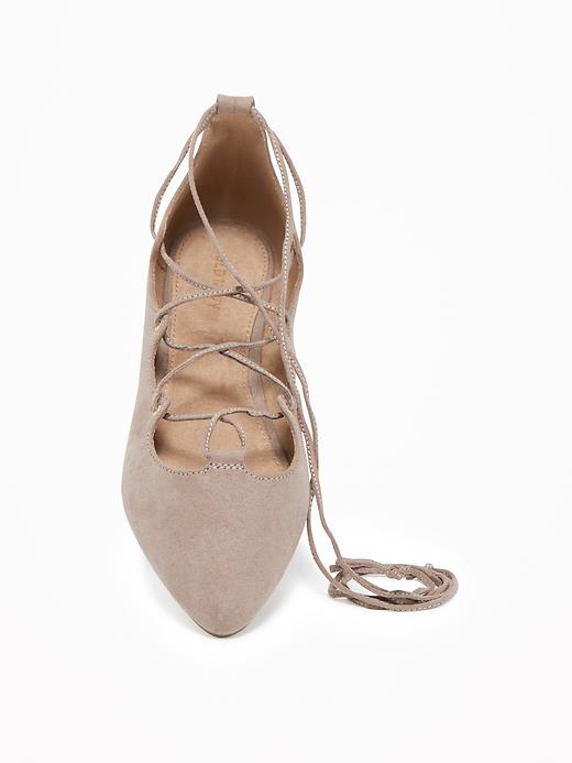 Image number 3 showing, Sueded Lace-Up Ghillie Flats for Women