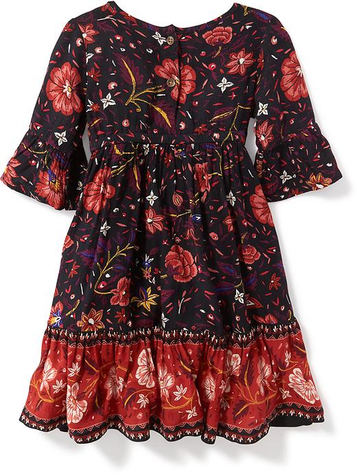 View large product image 2 of 3. Ruffled Floral Crepe Midi for Toddler Girls