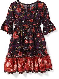 View large product image 3 of 3. Ruffled Floral Crepe Midi for Toddler Girls