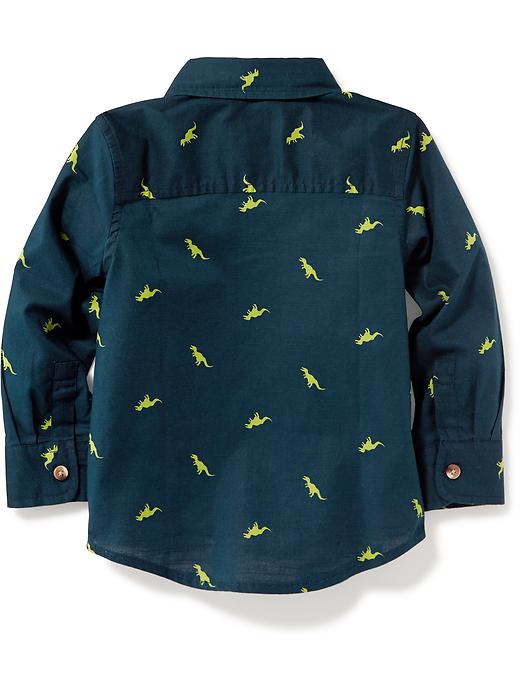 View large product image 2 of 4. Dinosaur-Print Slub-Weave Shirt for Toddler Boys