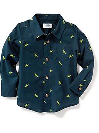 View large product image 4 of 4. Dinosaur-Print Slub-Weave Shirt for Toddler Boys