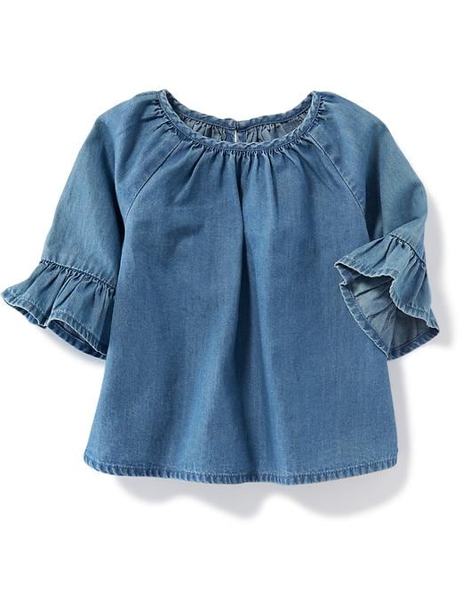 View large product image 1 of 2. Chambray Bell-Sleeve Top for Baby