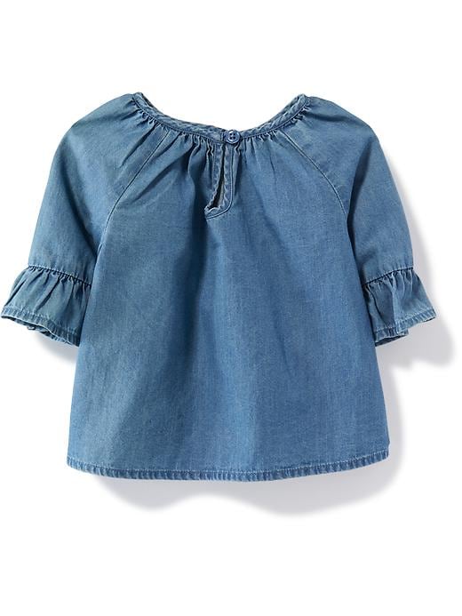 View large product image 2 of 2. Chambray Bell-Sleeve Top for Baby