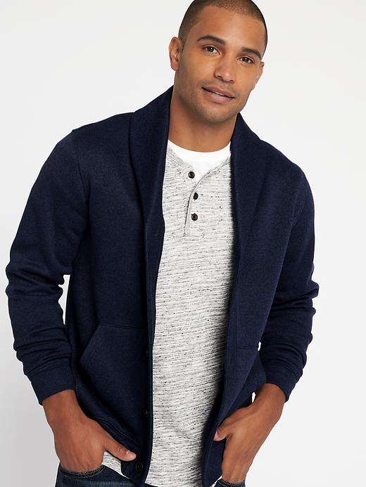 Image number 4 showing, Shawl-Collar Sweater-Knit Fleece Cardigan for Men