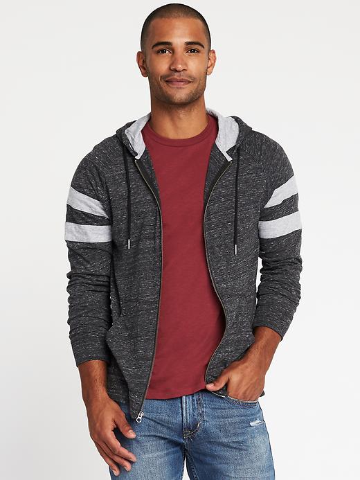 Image number 1 showing, Soft-Washed Jersey Sleeve-Stripe Hoodie for Men