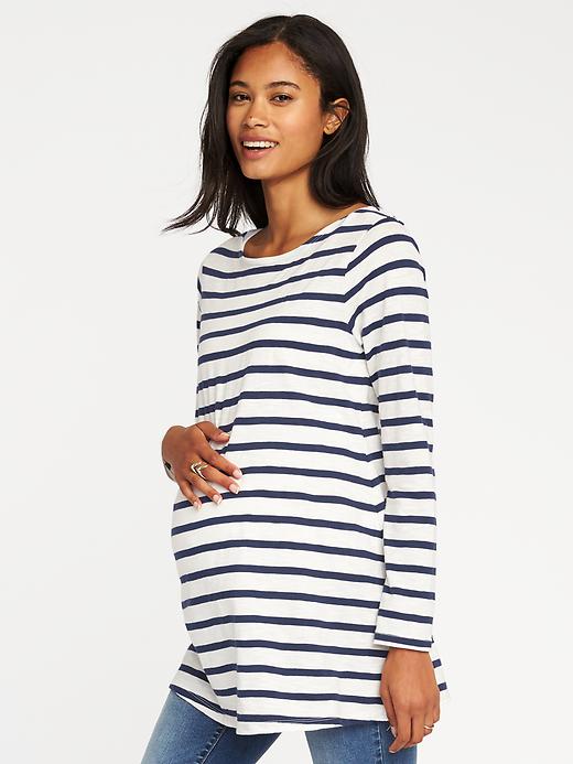 View large product image 1 of 1. Maternity Relaxed Mariner-Stripe Tee