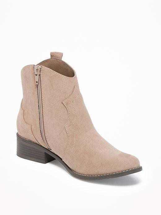 View large product image 1 of 3. Sueded Western Ankle-Boots for Girls