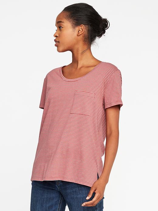 Image number 1 showing, Striped Boyfriend Scoop-Neck Tee for Women